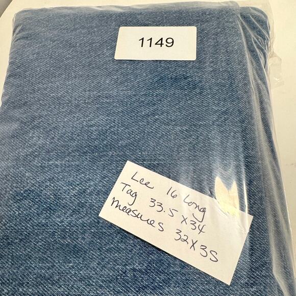 VTG 90s High Rise Mom Jeans Lee 16 Long Relaxed 32x35* Stonewash Retro Deadstock - Picture 16 of 16